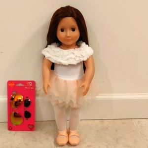 Battat 18" doll and sunglasses for the doll and a girl with ballerina outfit.